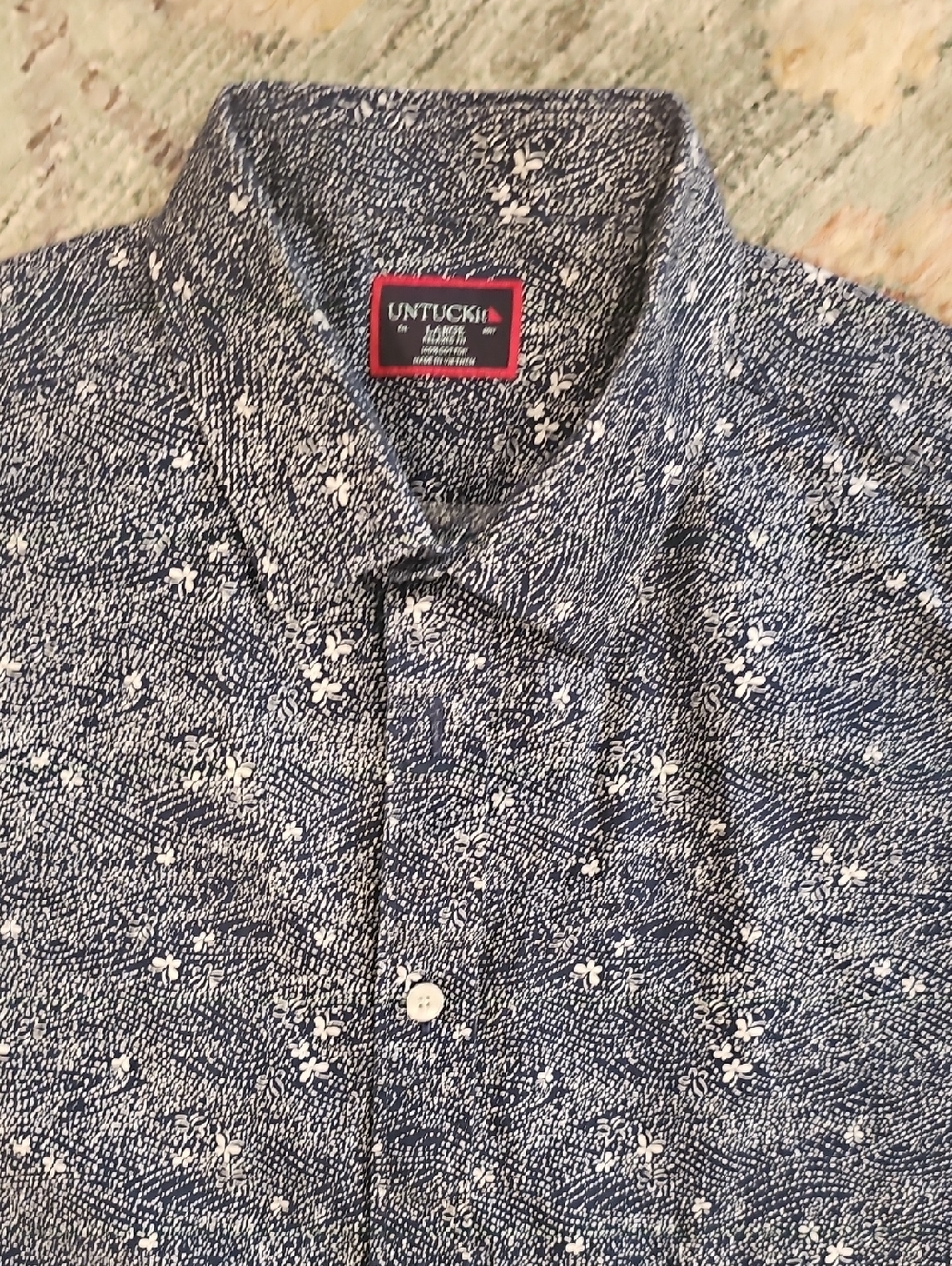 UNTUCKit Navy Blue Floral Short-Sleeve Button-Down Shirt - Picture 3 of 6